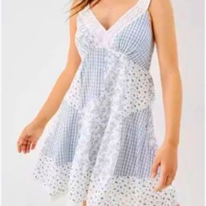 V-Neck Patchwork Dress with pockets - worn one time